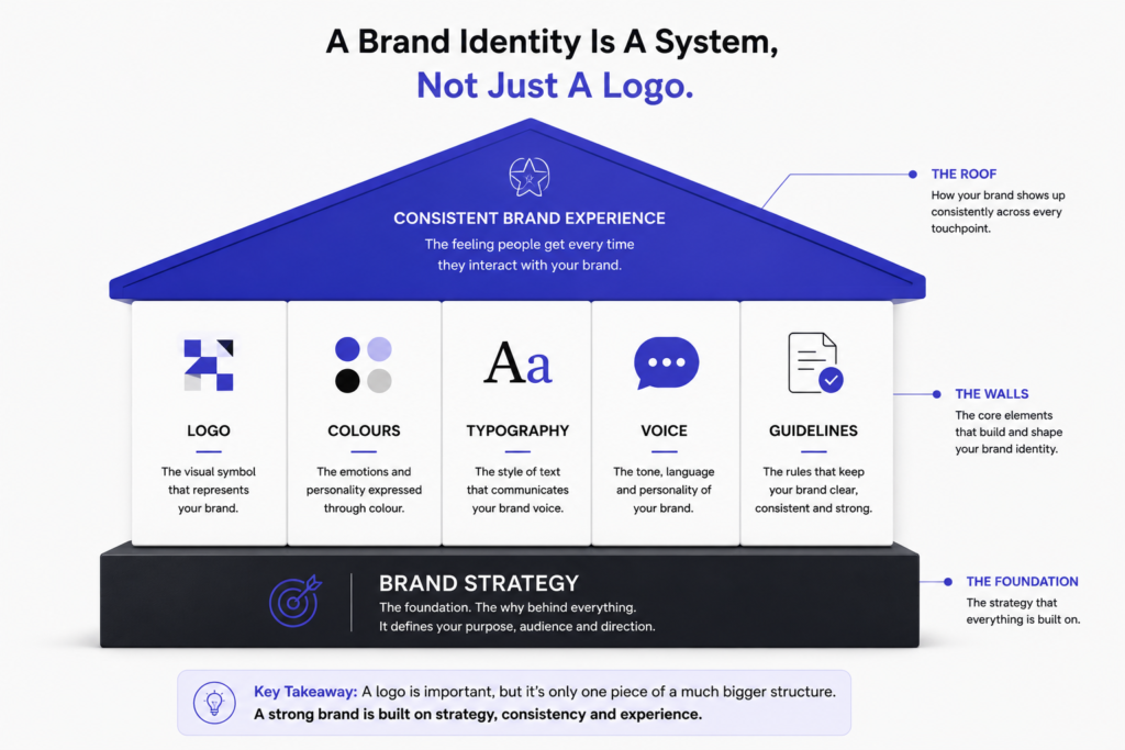 Brand identity components — logo is one part of the complete system